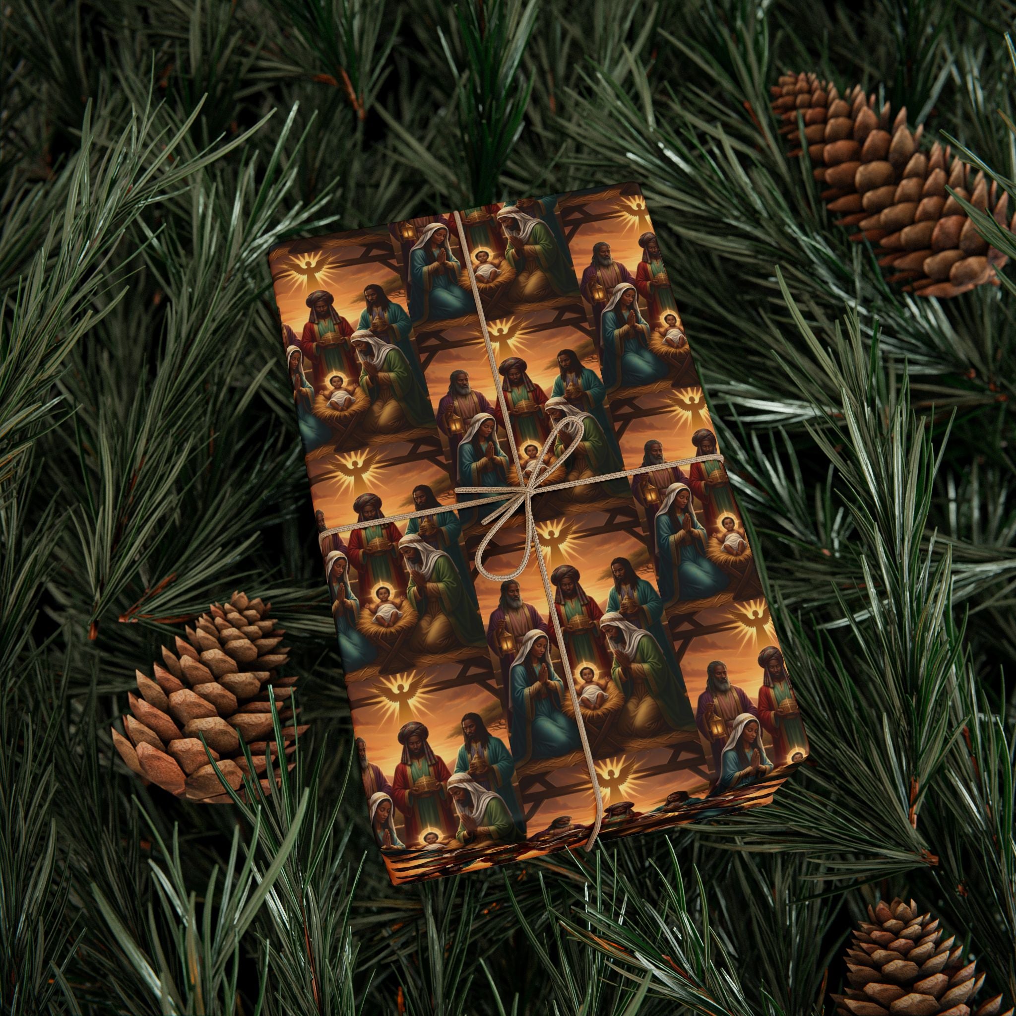 African Nativity Wrapping Paper | Black Holy Family Christmas Gift Wrap | Cultural Holiday Craft Paper