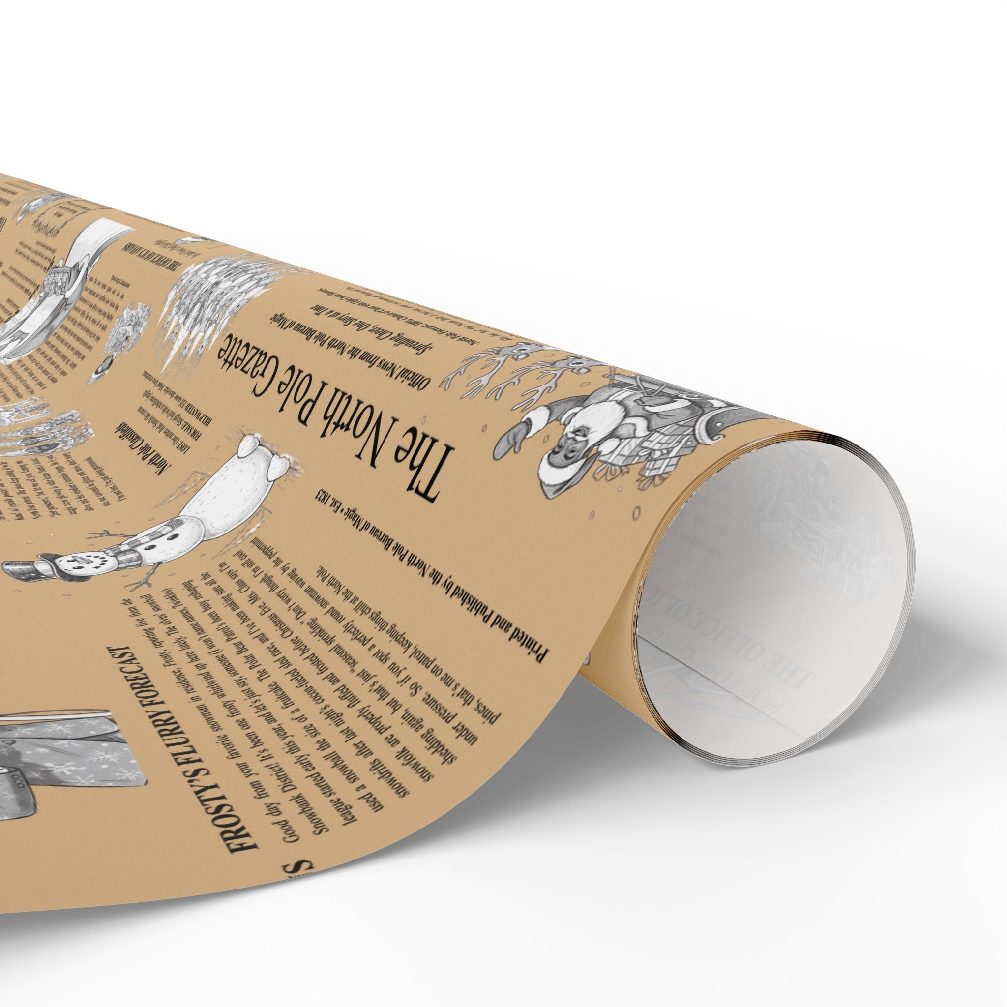 The North Pole Gazette – African American Christmas Wrapping Paper - Vintage Newspaper - Holiday Craft Paper