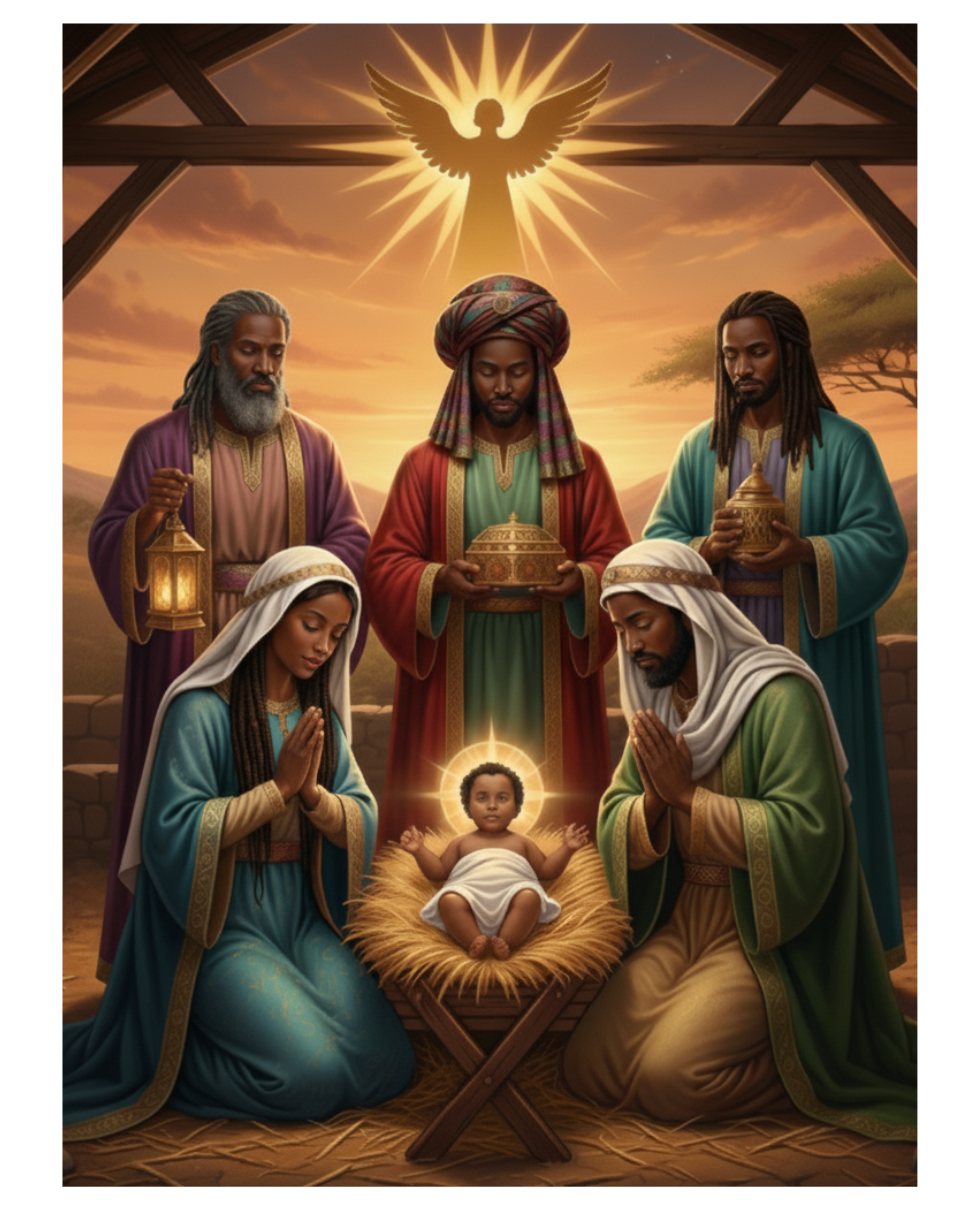 African Nativity Wrapping Paper | Black Holy Family Christmas Gift Wrap | Cultural Holiday Craft Paper