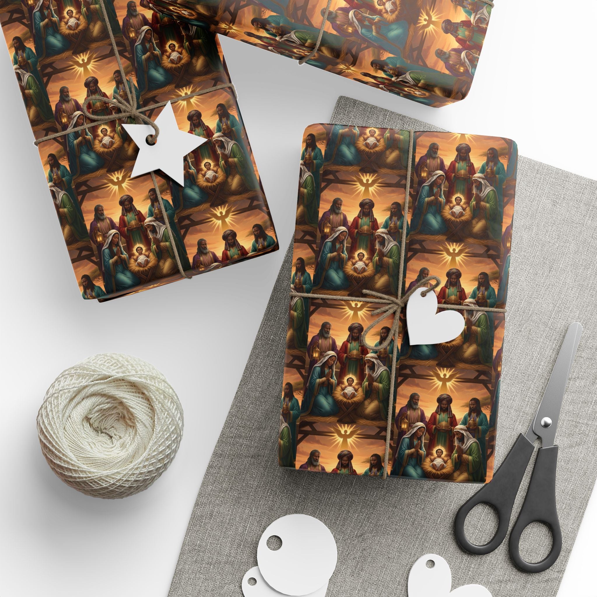 African Nativity Wrapping Paper | Black Holy Family Christmas Gift Wrap | Cultural Holiday Craft Paper